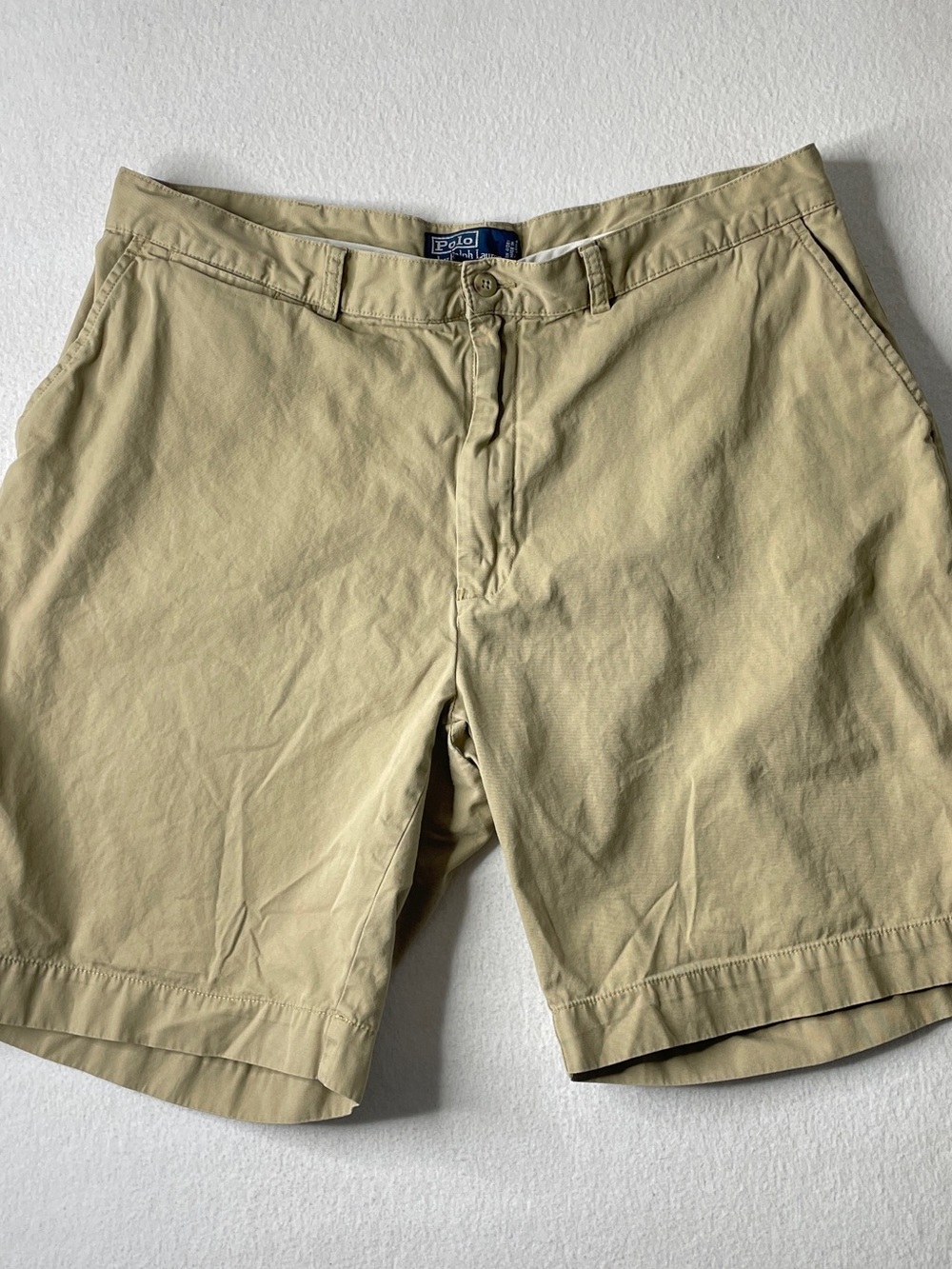 Polo Ralph Lauren Chino Shorts Men's 38 Tan Flat Front Preppy Vintage 90s